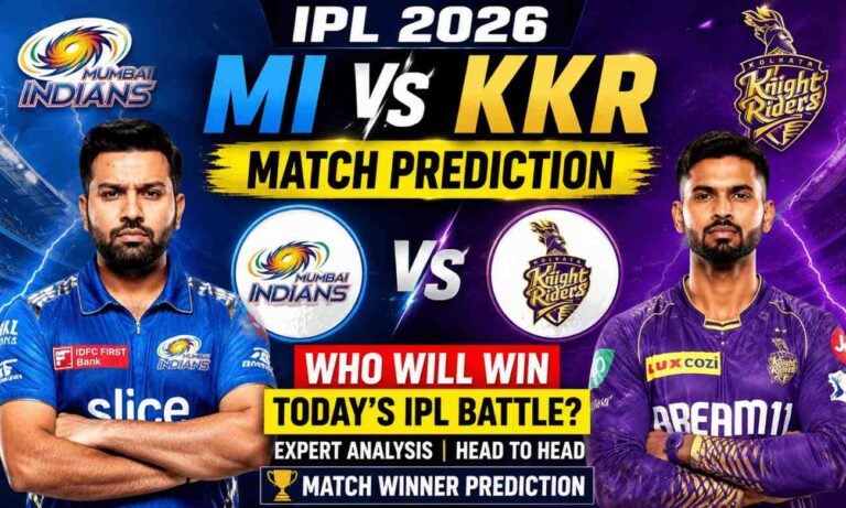 MI vs KKR Match Prediction 2026: Who Will Win Today’s IPL Battle? Big Update, Pitch Report & Winning Chances
